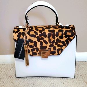 WHITE & LEOPARD HANDBAG